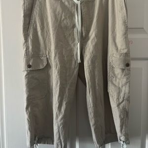 Cubavera Men's 55%Linen/45%Rayon Bermuda Cargo Shorts Drawstring Sand 38